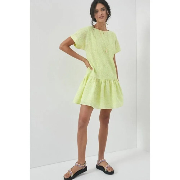 Anthropologie Corey Lynn Calter Yellow  Mariah Textured Mini Dress Size Medium - Picture 1 of 13